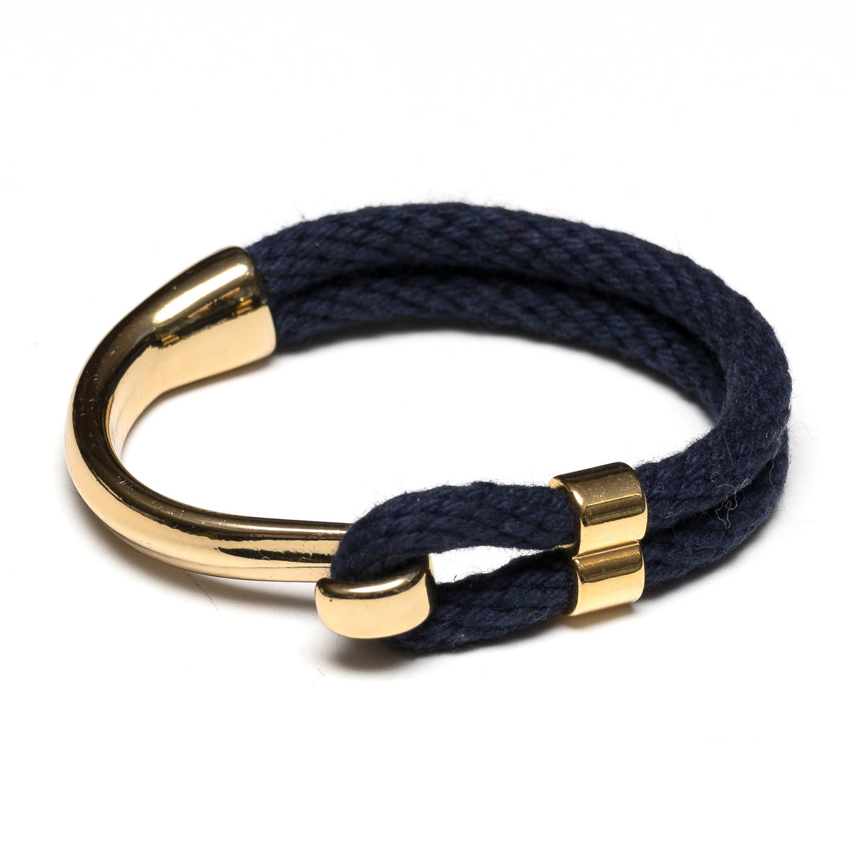 Nautical Navy Blue Rope Gold Half Hook Clasp Bracelet